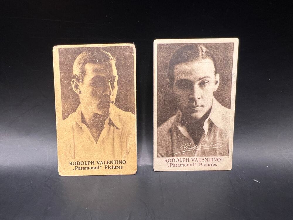 2 Rare Danish 1920's Rudolph Valentino Tobacco Cards Sport Cigarettes Hollywood